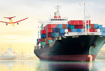 shipping containers on cargo ocean ship